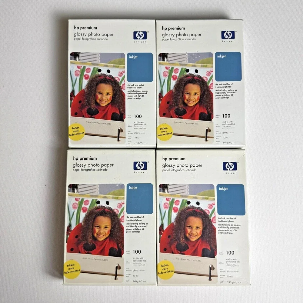 HP Premium 4x6 Glossy Photo Paper LOT of 4 UNOPENED Boxes 400 Sheets InkJet